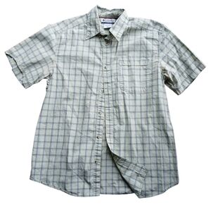 Columbia Men's Size Medium Casual Plaid Shirt - Green and Gray